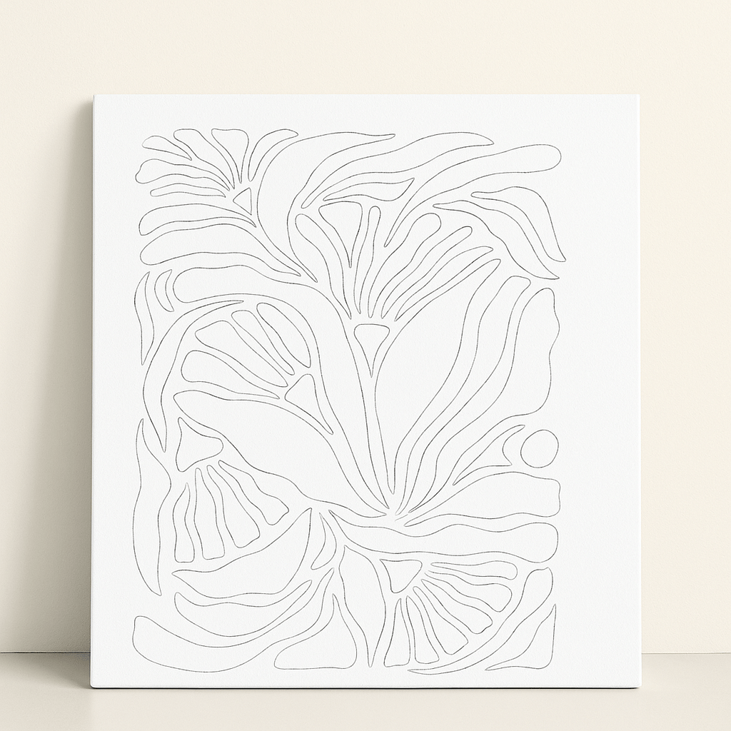 Boho Abstract Floral Print Canvas Wall Art Painting Kit