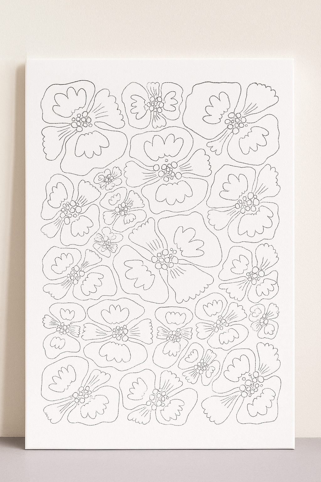 Boho Abstract Ditsy Floral Print Canvas Wall Art Painting Kit