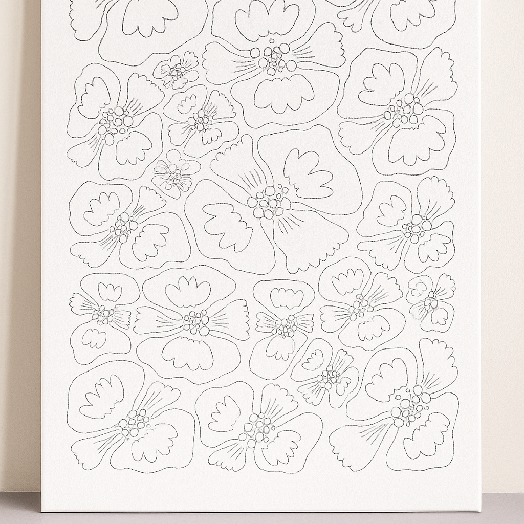 Boho Abstract Ditsy Floral Print Canvas Wall Art Painting Kit