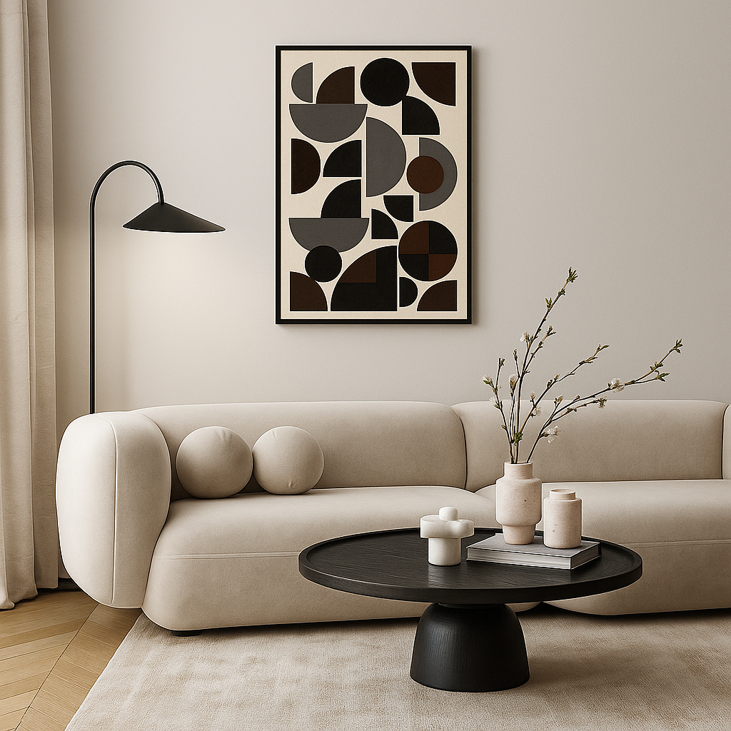 Modern Geometric Shapes Blue Canvas Wall Art Painting Kit