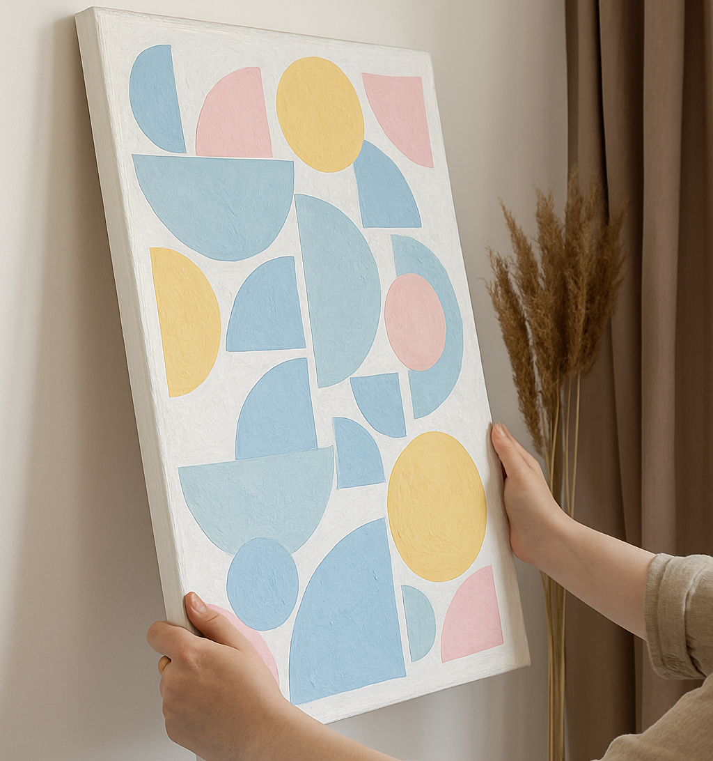 Modern Geometric Shapes Blue Canvas Wall Art Painting Kit