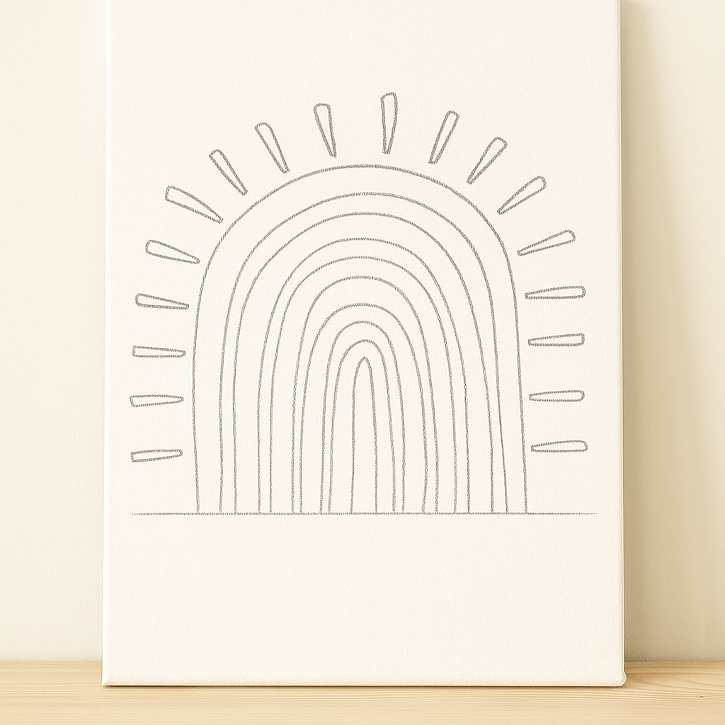 Nursery and Kids Rainbow Print Blue Canvas Wall Art Painting Kit