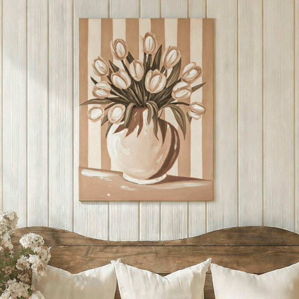 Rustic Country Flowers in Vase Canvas Wall Art Painting Kit