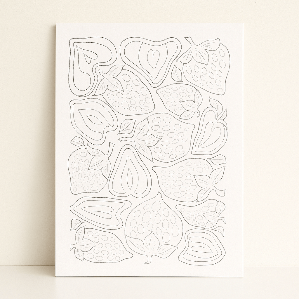 Strawberry Abstract Pattern Pink Canvas Wall Art Painting Kit