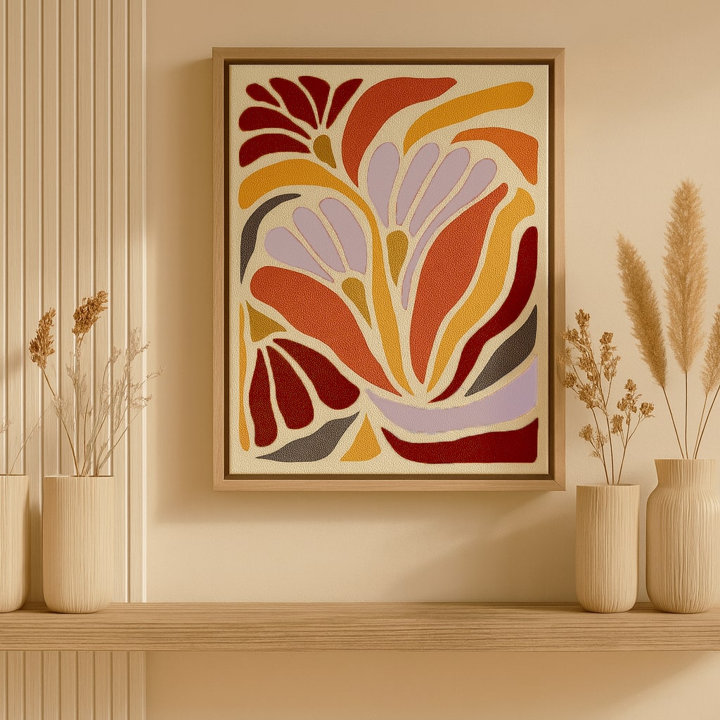 Boho Abstract Floral Print Canvas Wall Art Painting Kit