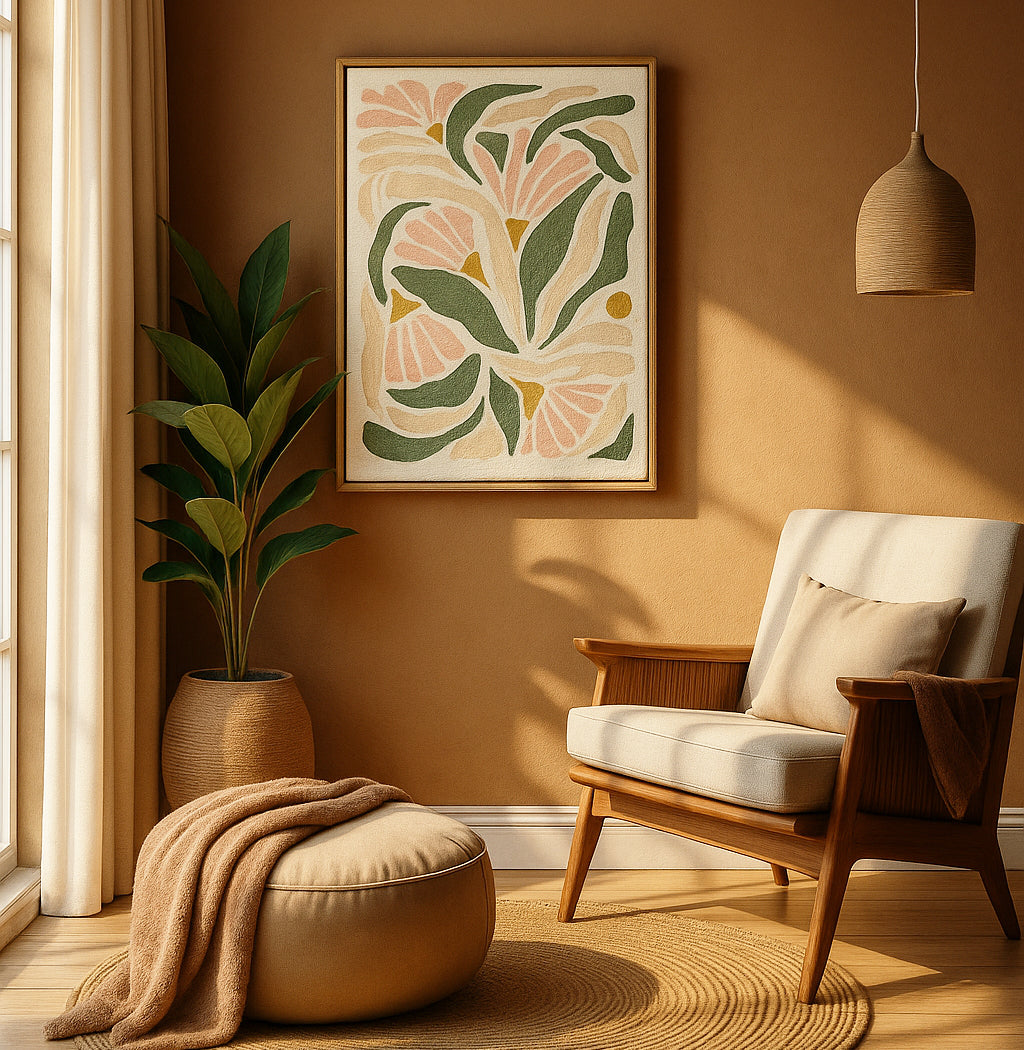 Boho Abstract Floral Print Canvas Wall Art Painting Kit