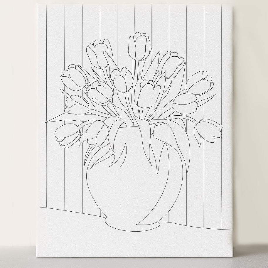 Rustic Country Flowers in Vase Canvas Wall Art Painting Kit