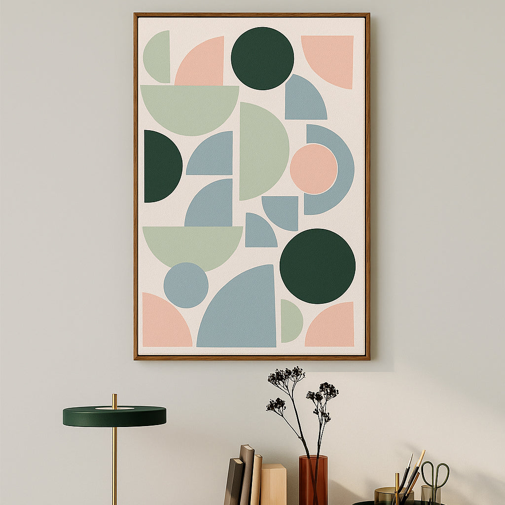 Modern Geometric Shapes Blue Canvas Wall Art Painting Kit