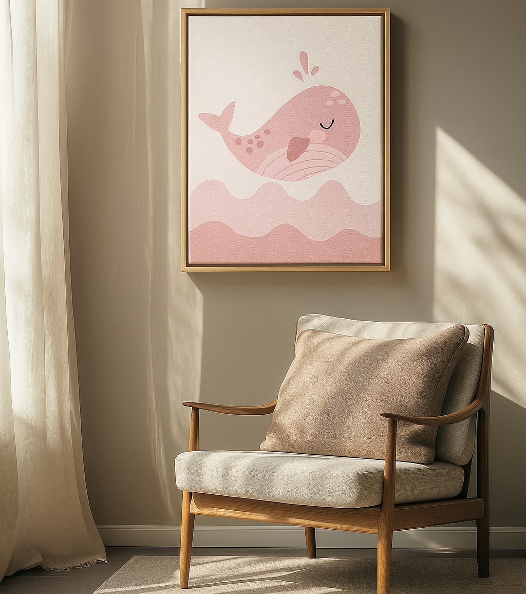 Nursery and Kids Sea Creature Whale Blue Canvas Wall Art Painting Kit