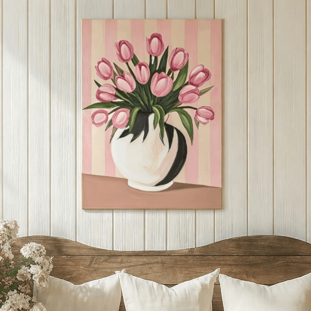 Rustic Country Flowers in Vase Canvas Wall Art Painting Kit