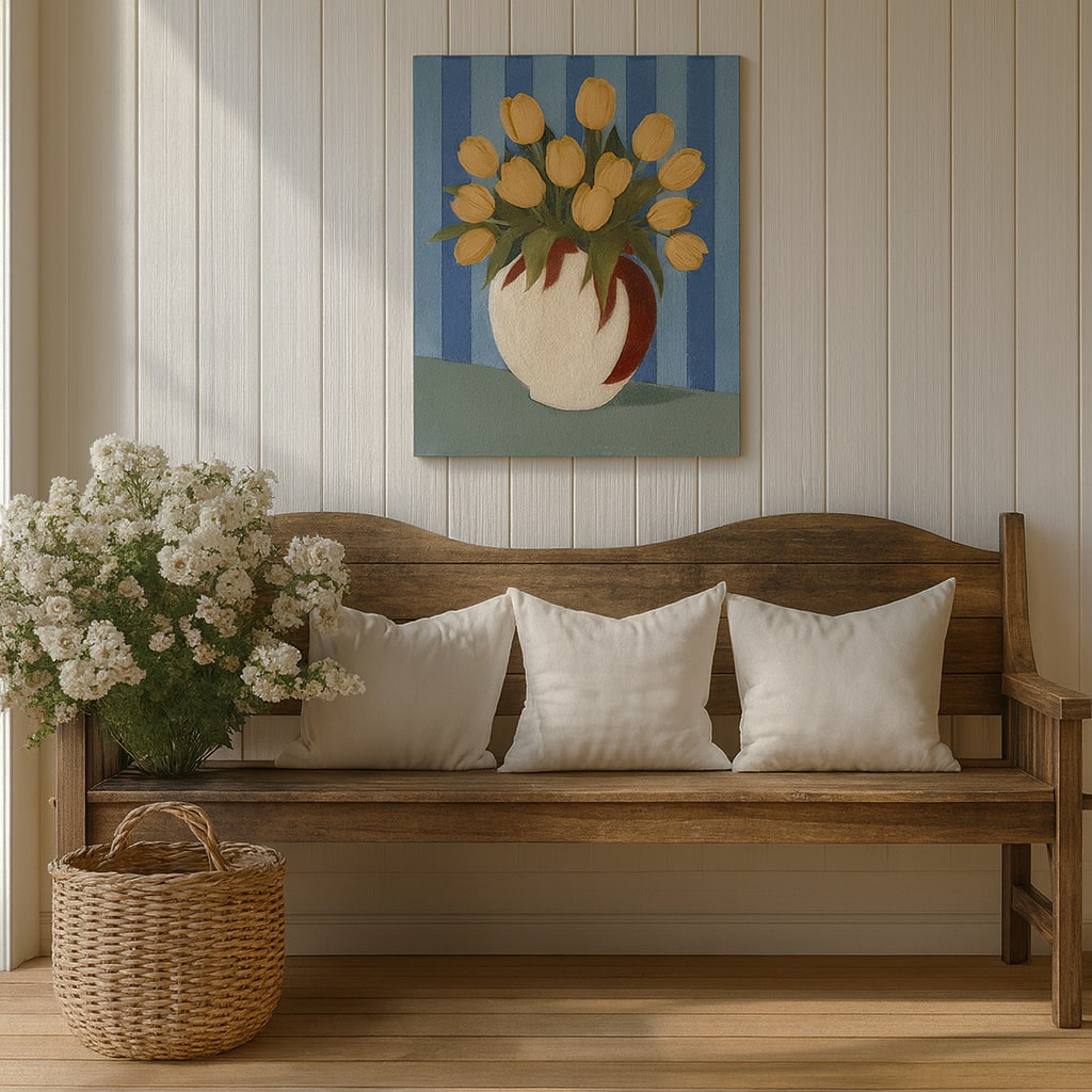 Rustic Country Flowers in Vase Canvas Wall Art Painting Kit