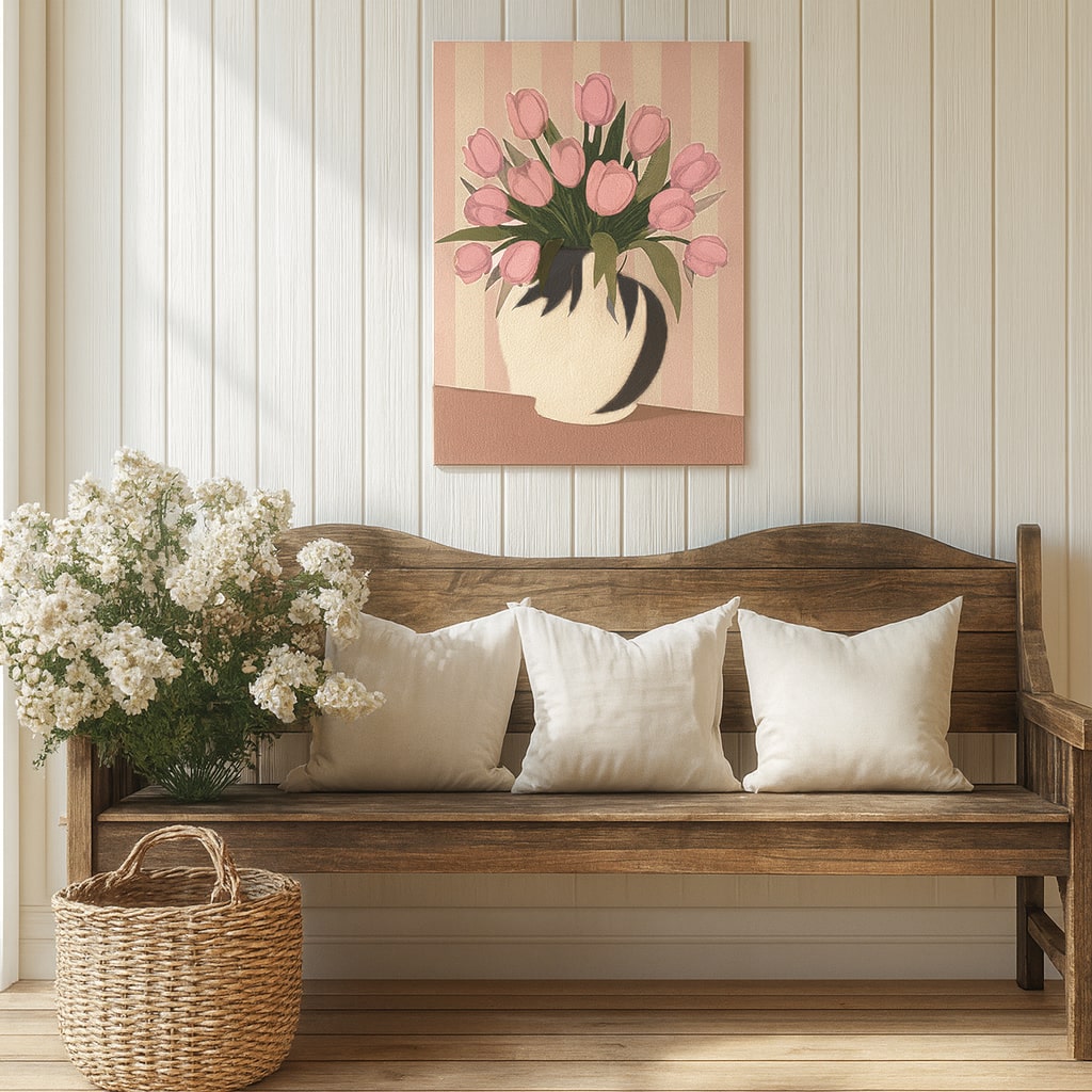 Rustic Country Flowers in Vase Canvas Wall Art Painting Kit